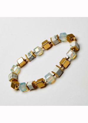 Eliza Gracious Square Metal & Crystal Bead Stretch Bracelet